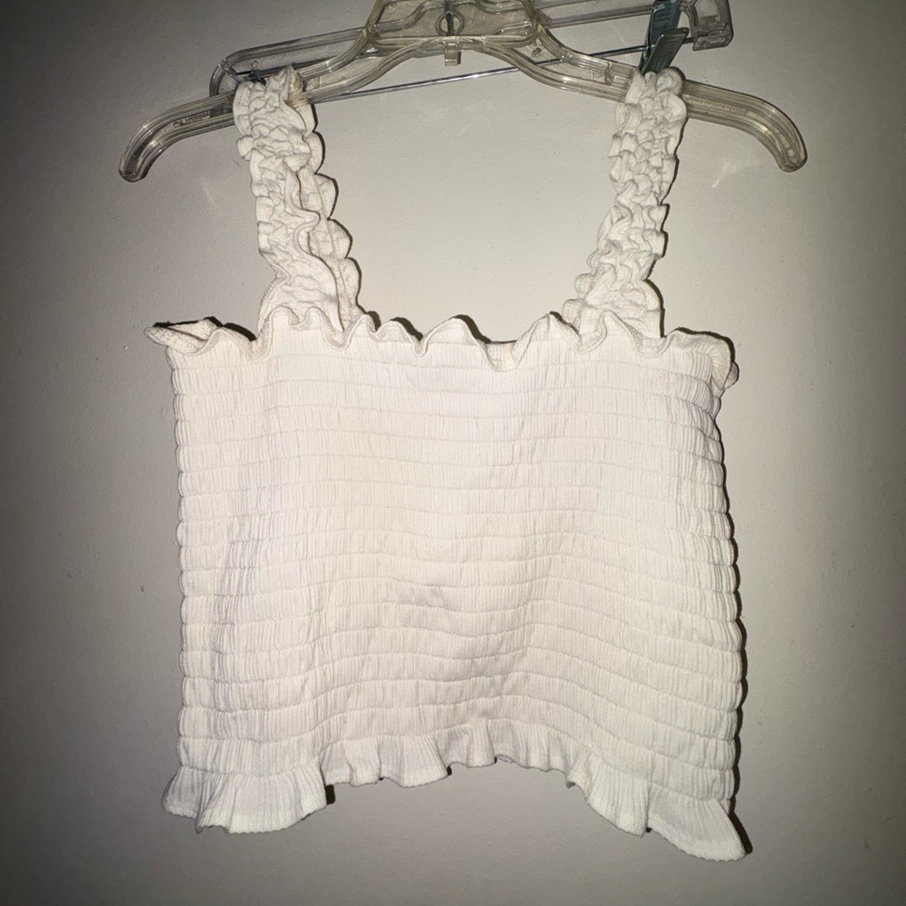 Reformation Ruffle White shirt Size Small Beachy Boho Coquette